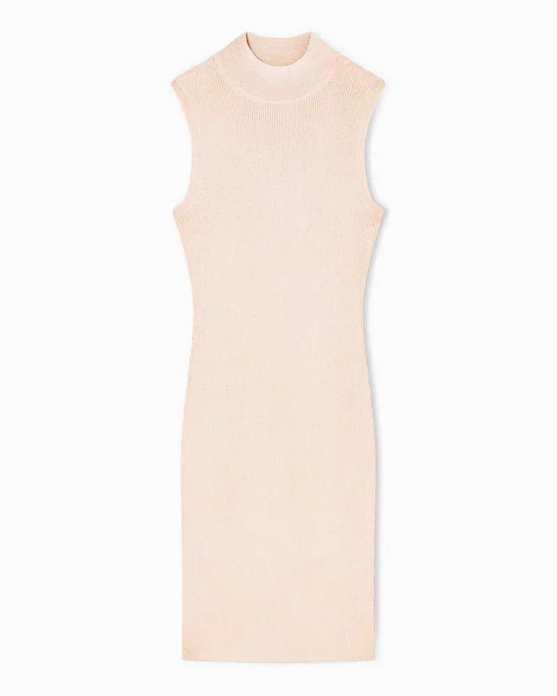 Armani Exchange Abito Midi collo alto filato lurex Beige