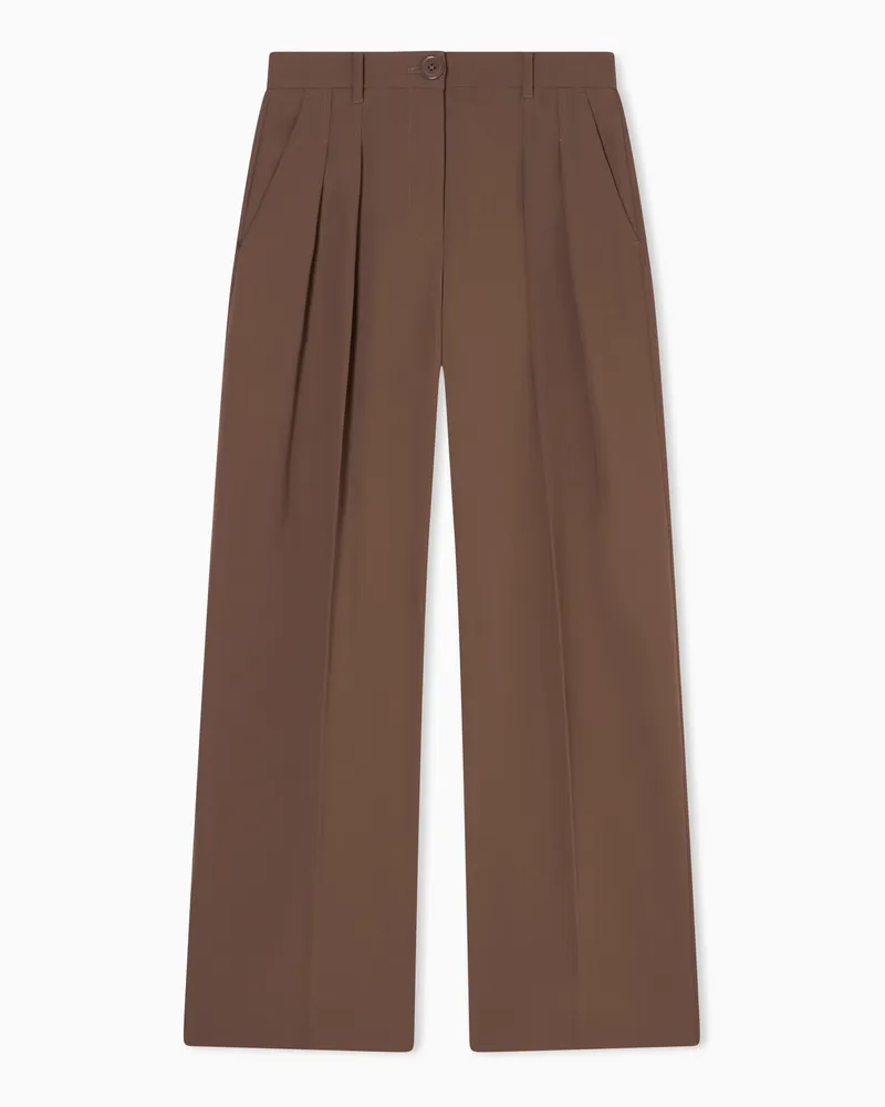 Armani Exchange Pantaloni Classici in Georgette Pesante Riciclata Marrone