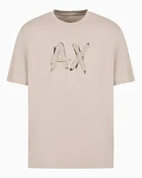 Armani Exchange OFFICIAL STORE T-shirt Regular Fit Con Logo Effetto Pennellate In Cotone Asv Beige