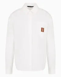 Armani Exchange OFFICIAL STORE Camicia In Lyocell E Cotone Con Patch Monogram Bianco