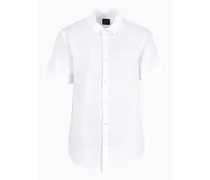 Armani Exchange OFFICIAL STORE Camicia Regular Fit A Maniche Corte In Popeline Di Cotone Bianco
