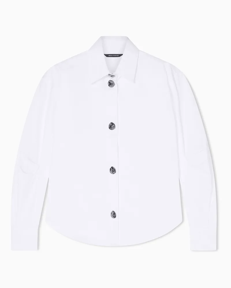 Armani Exchange Camicia Twill di Cotone Bianco