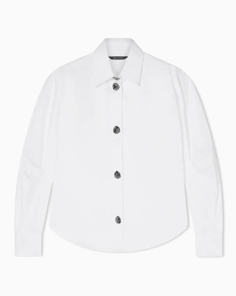 Armani Exchange Camicia Twill di Cotone Bianco