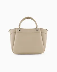 Armani Exchange OFFICIAL STORE Borsa Shopper Sagomata Piccola Con Doppi Manici Beige