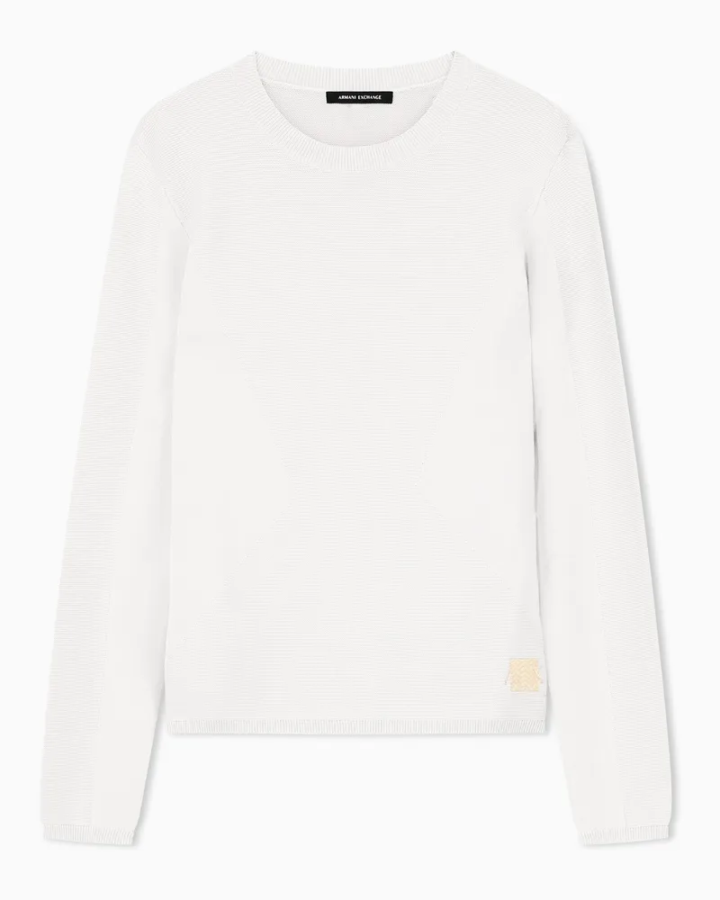Armani Exchange Pullover girocollo in viscosa con logo ricamato Beige