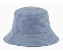 Armani Exchange OFFICIAL STORE Bucket Hat In Tessuto Tecnico Monogram Azzurro