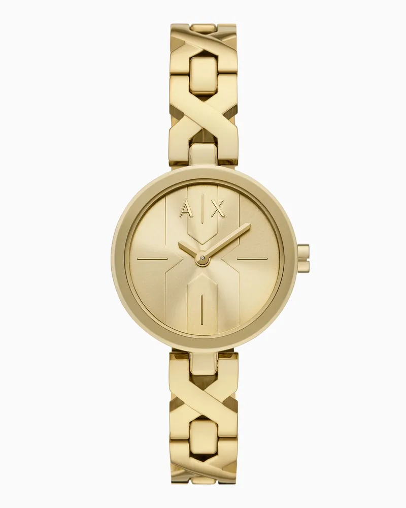 Armani Exchange Orologio a due lancette in acciaio inossidabile color oro Multicolore