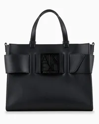 Armani Exchange OFFICIAL STORE Tote Bag Grande Con Doppi Manici E Tracolla Nero