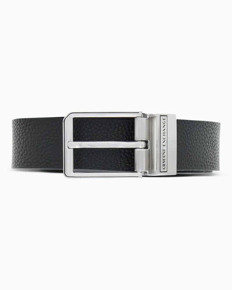 Armani Exchange Cintura in pelle con fibbia Nero
