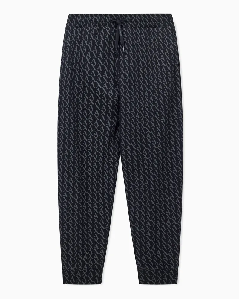 Armani Exchange Pantaloni cotone jogger con stampa Nero