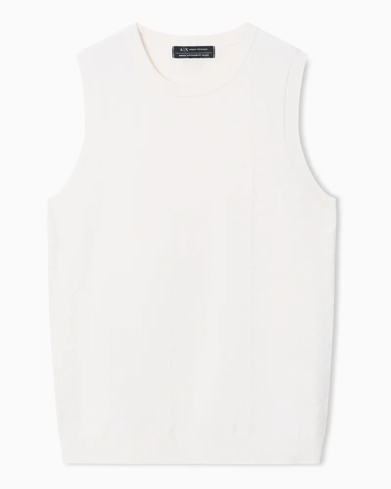 Armani Exchange Top con stampa smanicato Monogram Bianco