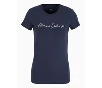 Armani Exchange OFFICIAL STORE T-shirt Slim Fit Con Logo Di Glitter Blu