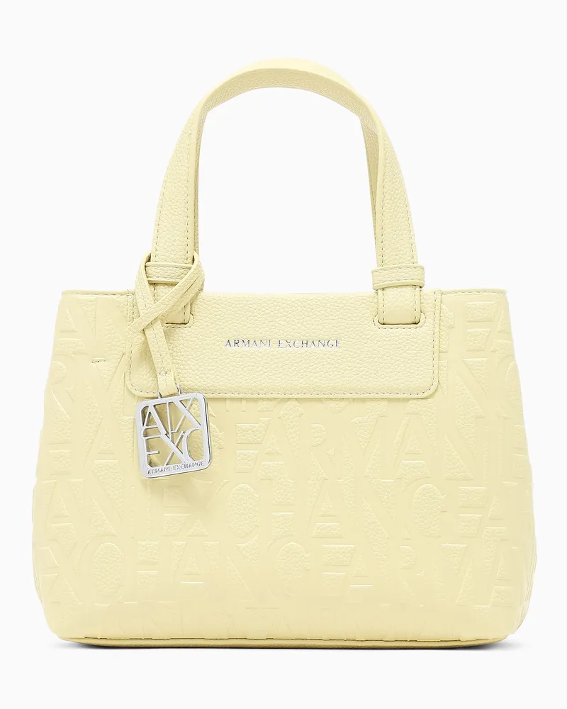 Armani Exchange Shopper tessuto tecnico con logo allover impresso Giallo