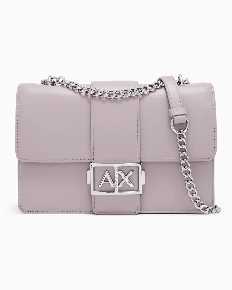 Armani Exchange Borsa a tracolla in similpelle con catena e logo Rosa
