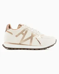 Armani Exchange OFFICIAL STORE Sneakers In Tessuto Tecnico, Mesh E Suede Beige