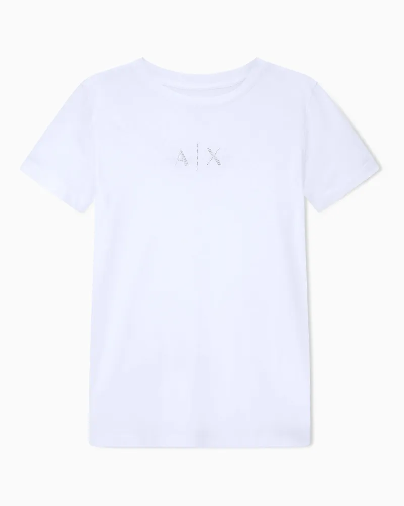 Armani Exchange T-shirt con logo in jersey di cotone Bianco