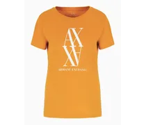 Armani Exchange OFFICIAL STORE T-shirt Regular Fit In Jersey Di Cotone Con Monogram Arancione