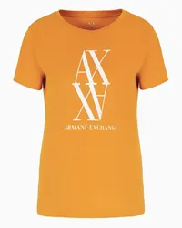 Armani Exchange OFFICIAL STORE T-shirt Regular Fit In Jersey Di Cotone Con Monogram Arancione