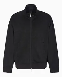 Armani Exchange OFFICIAL STORE Felpa Con Zip In Tessuto Monogram Allover Tono Su Tono Nero