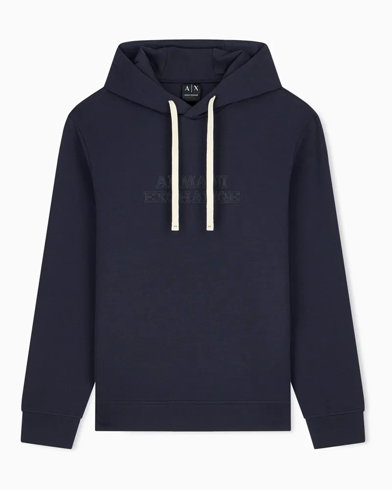 Armani Exchange Felpa regular fit in jersey di cotone elasticizzato Blu