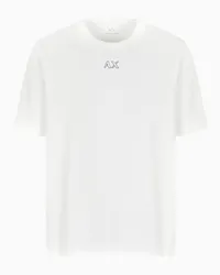 Armani Exchange OFFICIAL STORE T-shirt Regular Fit In Cotone Pesante Con Logo Effetto Stencil Bianco