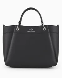 Armani Exchange OFFICIAL STORE Borsa Shopper Sagomata Media Con Doppi Manici Nero