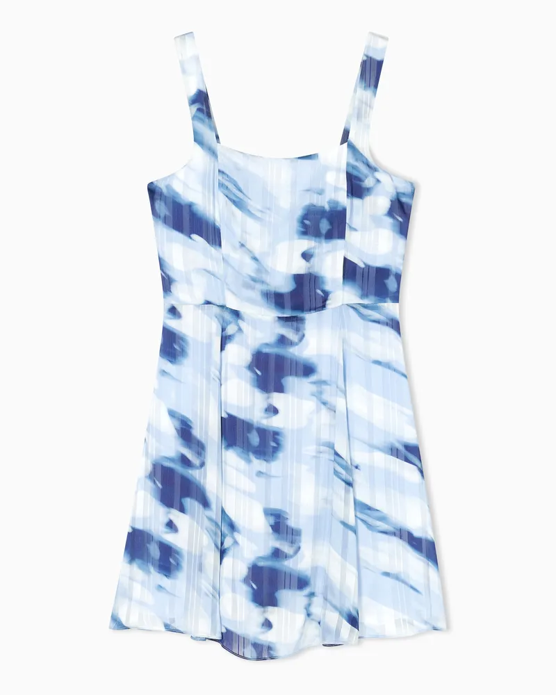 Armani Exchange Abito Corto in tessuto jacquard a righe effetto acquerello Azzurro