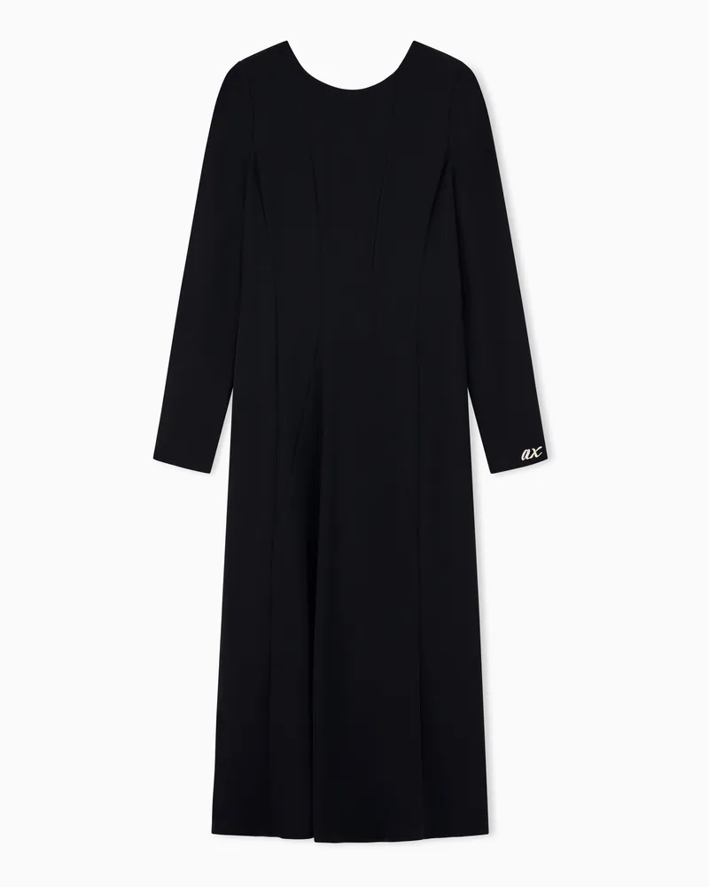 Armani Exchange Abito midi regular fit in twill riciclato a maniche lunghe Nero
