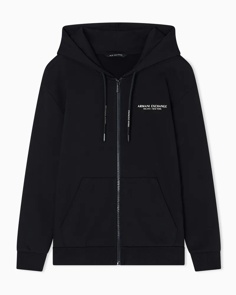 Armani Exchange Felpa con zip e cappuccio in cotone - Mi/Ny Nero