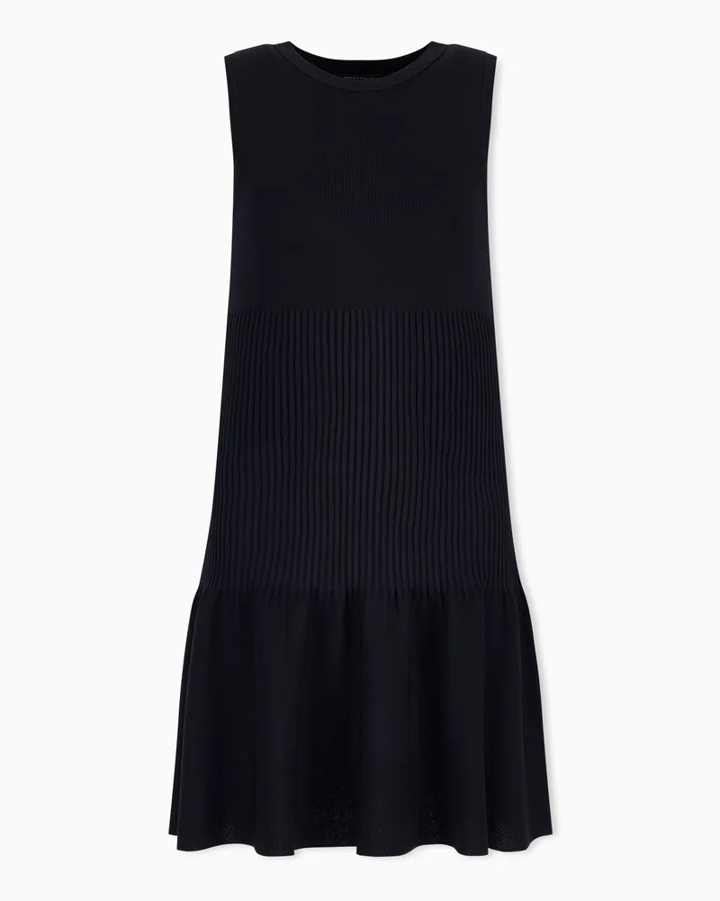 Armani Exchange Abito smanicato in maglia di viscosa con vita a costine Nero