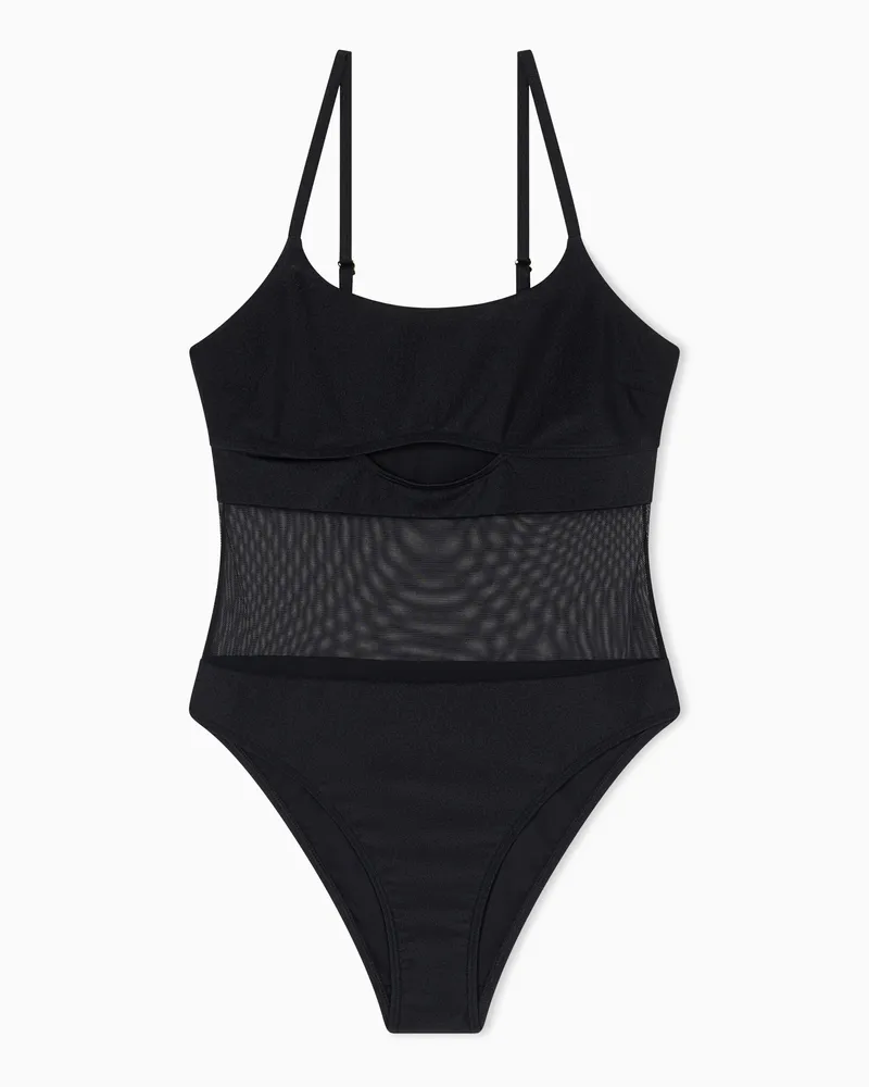 Armani Exchange Swimsuit minimal chic in nylon stretch riciclato Nero