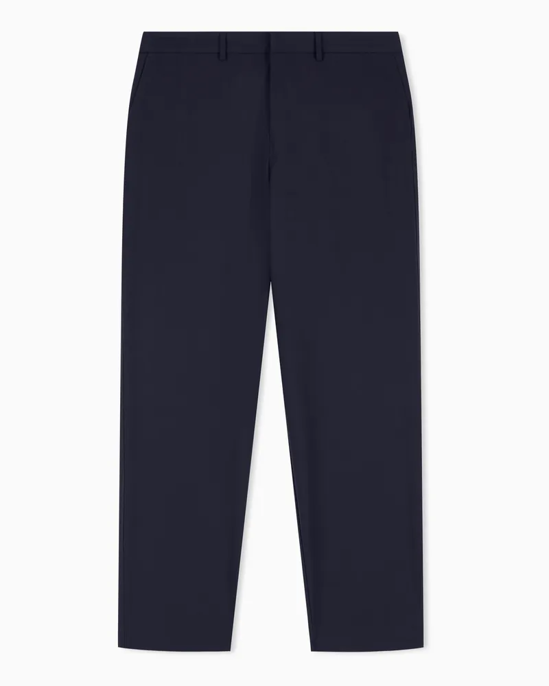 Armani Exchange Pantaloni in Misto Lana diritti Blu
