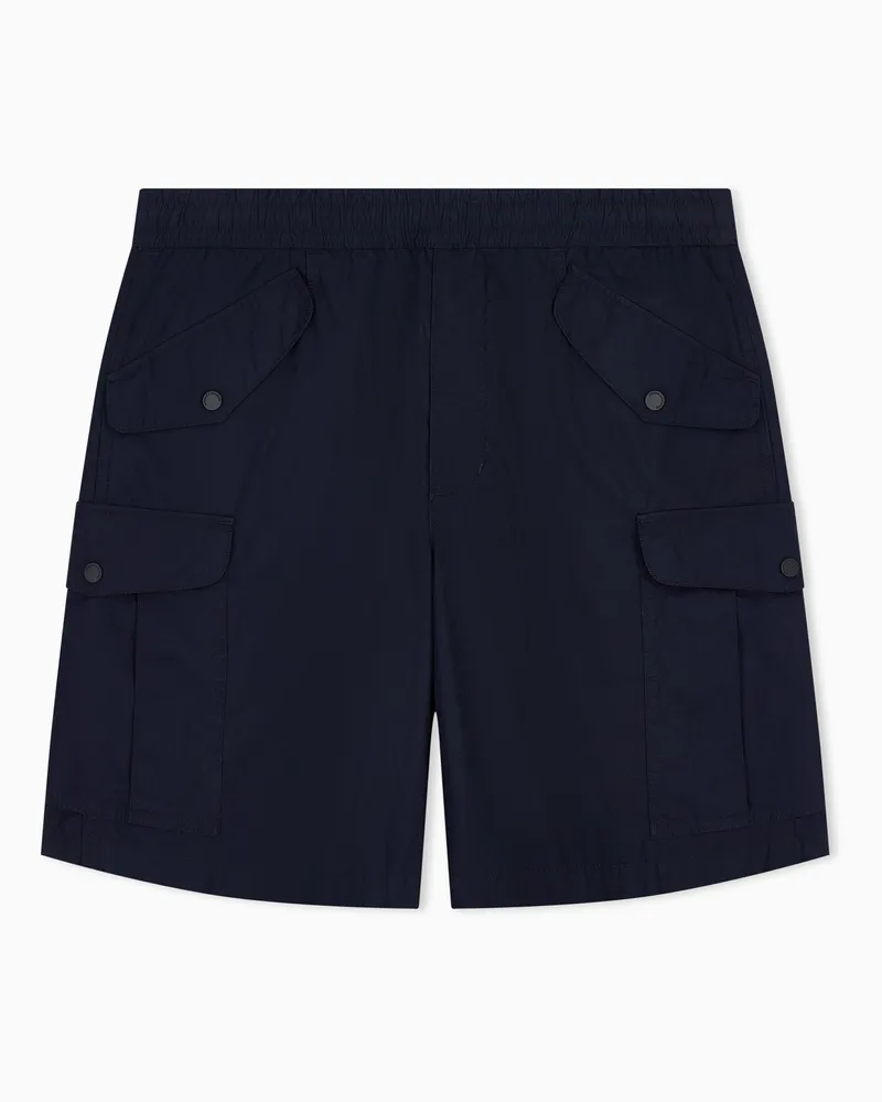 Armani Exchange Shorts vestibilità regular in popeline di cotone Blu