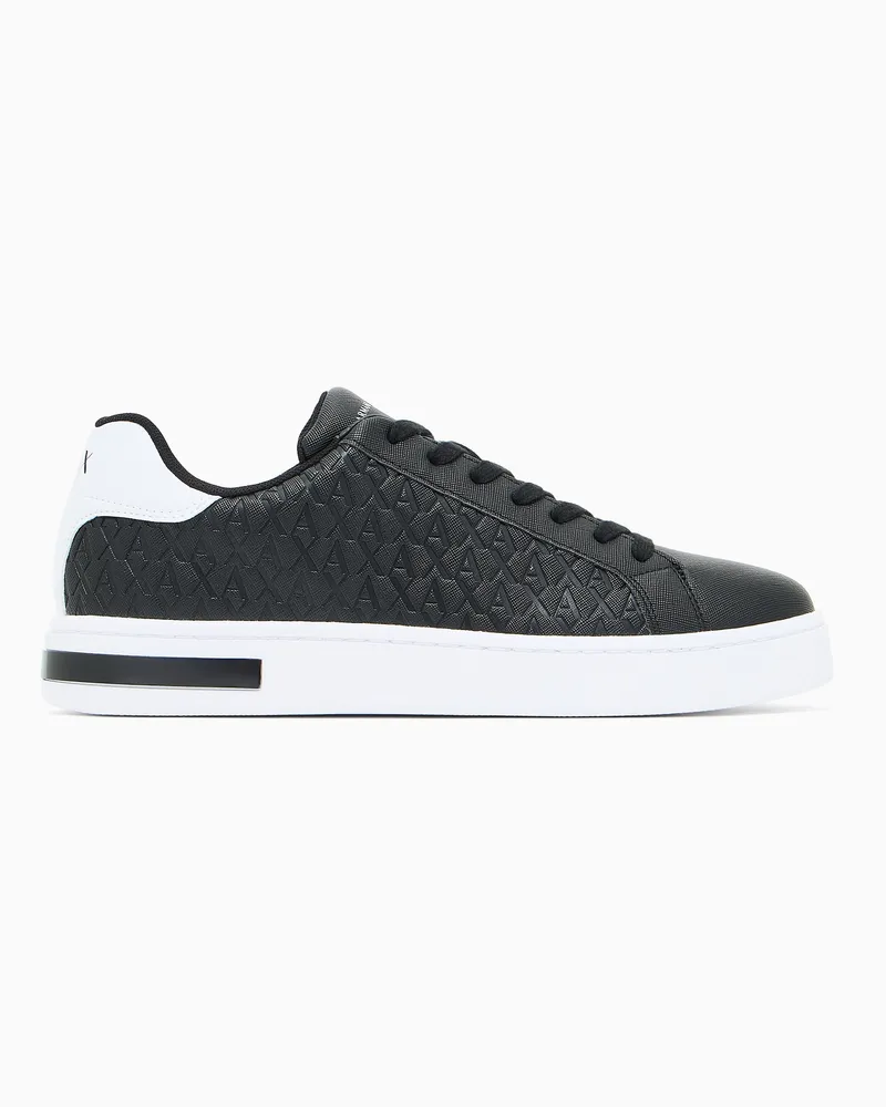 Armani Exchange Sneaker in tessuto ed ecopelle saffiano con lacci Nero