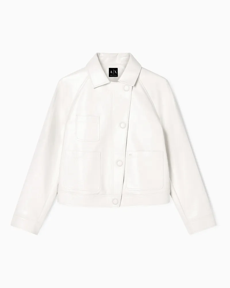 Armani Exchange Blouson Vinile Lucido Effetto bagnato Bianco