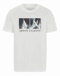 Armani Exchange OFFICIAL STORE T-shirt Regular Fit Con Stampa Logo Astratta In Cotone Asv Bianco