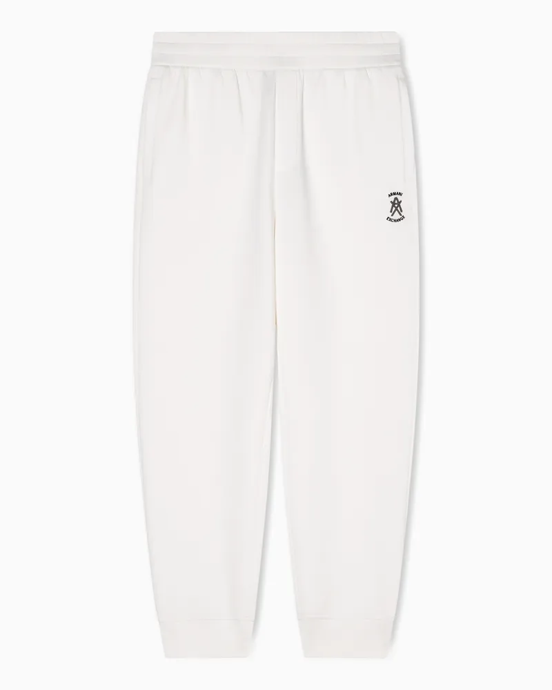 Armani Exchange Pantaloni jogger con logo metal Bianco
