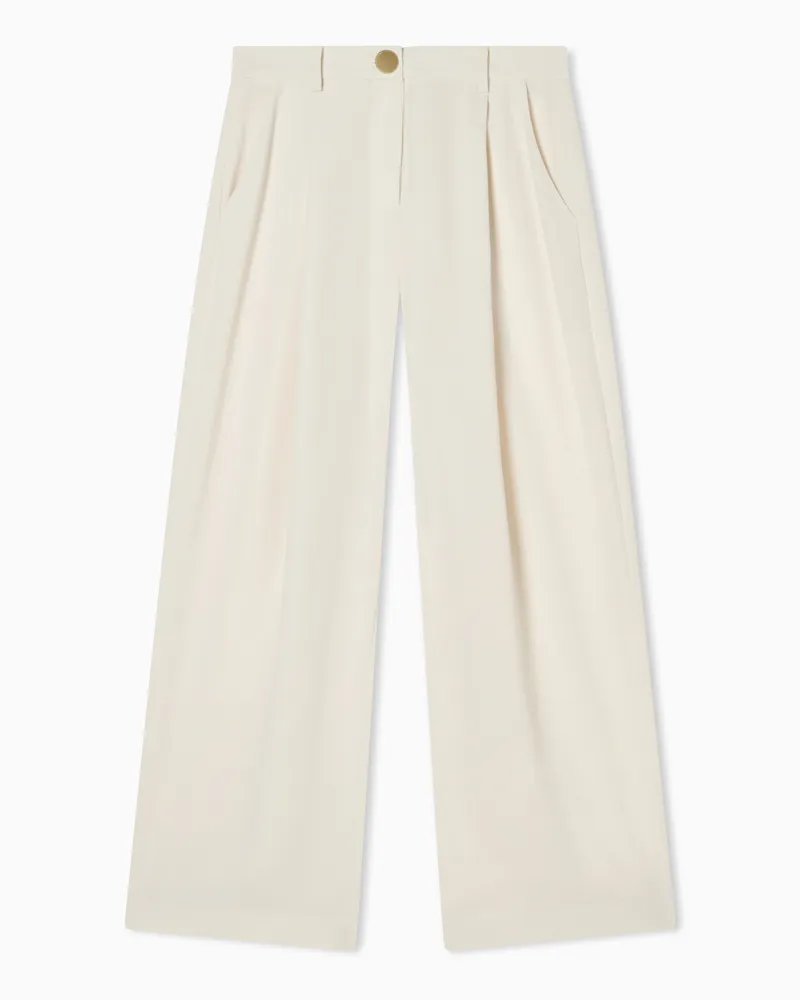 Armani Exchange Pantaloni tessuto Fluidi in Crepe Leggera Bianco