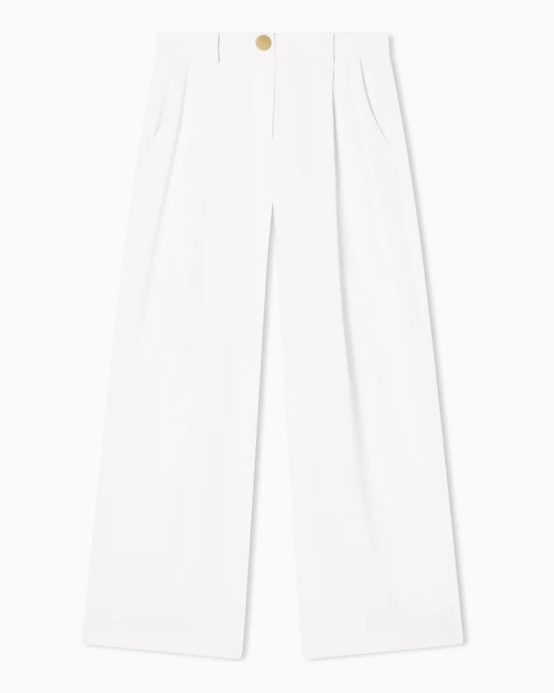 Armani Exchange Pantaloni tessuto Fluidi in Crepe Leggera Bianco