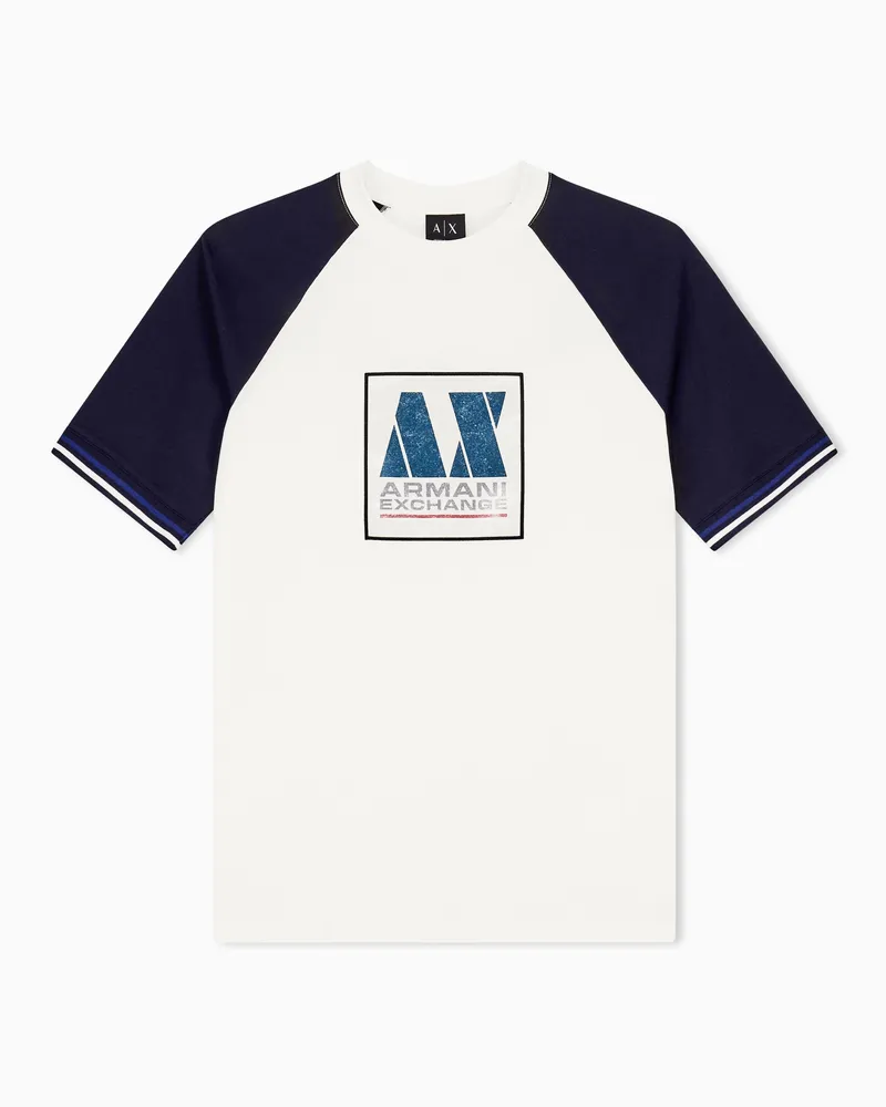 Armani Exchange T-shirt in jersey di cotone regular fit Blu