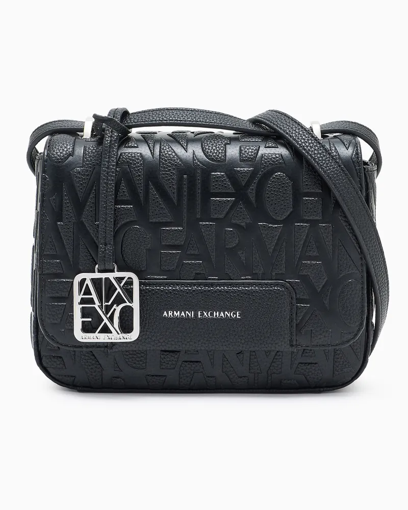 Armani Exchange Mini borsa a tracolla con patta e logo in rilievo Nero
