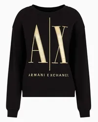 Armani Exchange OFFICIAL STORE Felpa In Tessuto French Terry Icon Project Con Logo Metal Nero