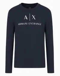 Armani Exchange OFFICIAL STORE T-shirt A Maniche Lunghe Con Logo Blu