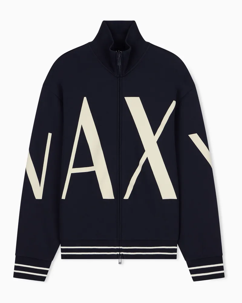 Armani Exchange Felpa regular fit in jersey di cotone elasticizzato Blu