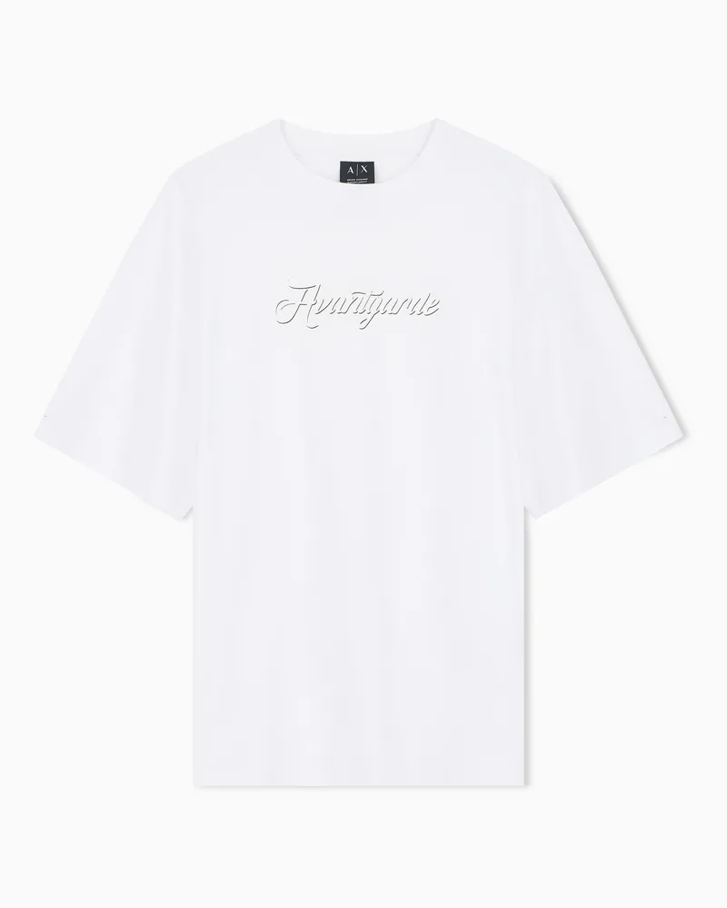 Armani Exchange T-shirt oversize in jersey di cotone con stampa Avantgarde Bianco