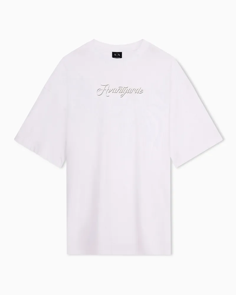 Armani Exchange T-shirt oversize in jersey di cotone con stampa Avantgarde Bianco