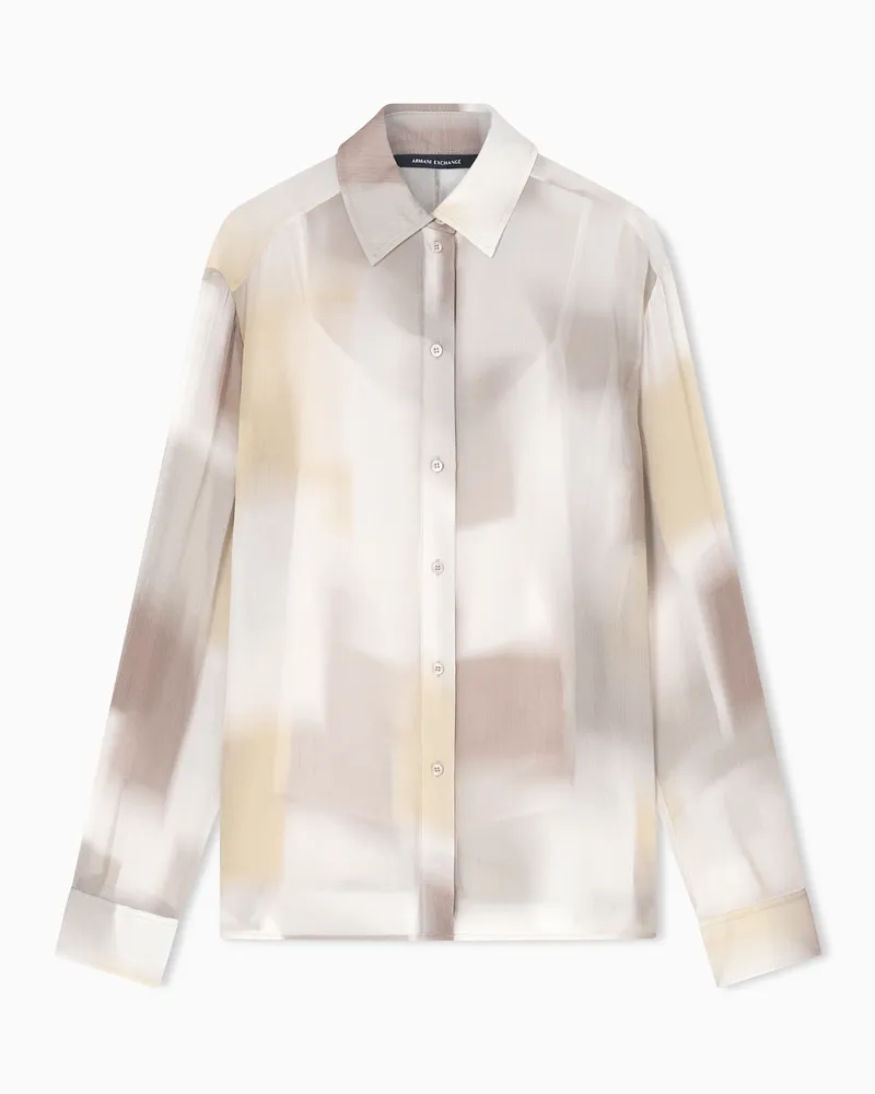 Armani Exchange CAMICIA IN VISCOSA STAMPA ASTRATTA Beige