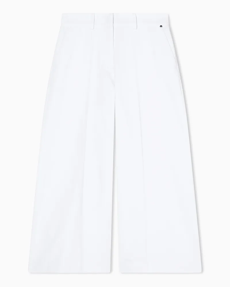 Armani Exchange Pantaloni a palazzo in twill di cotone Bianco