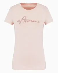 Armani Exchange OFFICIAL STORE T-shirt Slim Fit Con Lettering Logo E Paillettes Rosa