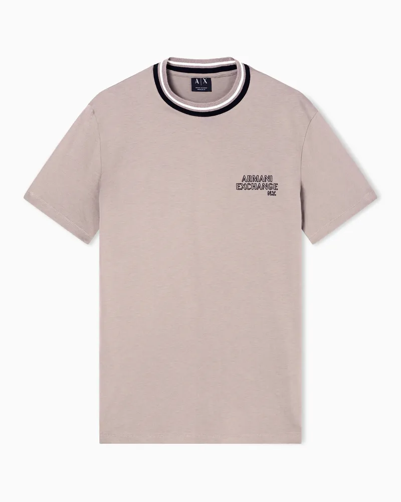 Armani Exchange T-Shirt Regular Fit profilo a contrasto Beige